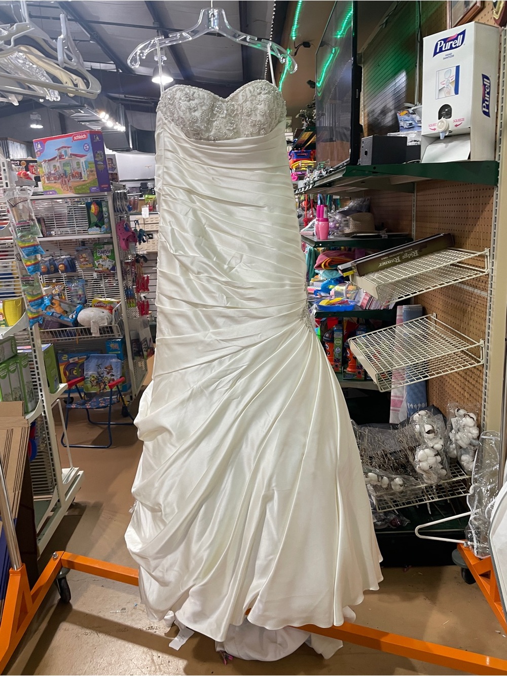 Strapless White Bridal Gown with Beaded Waist Detail
